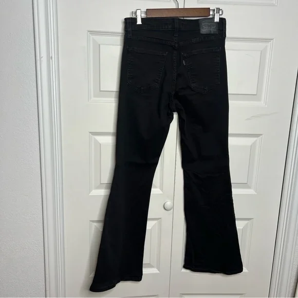 Levi’s 726 Flare Jeans Size 30 Black High Rise Stretch Denim - Picture 8 of 9